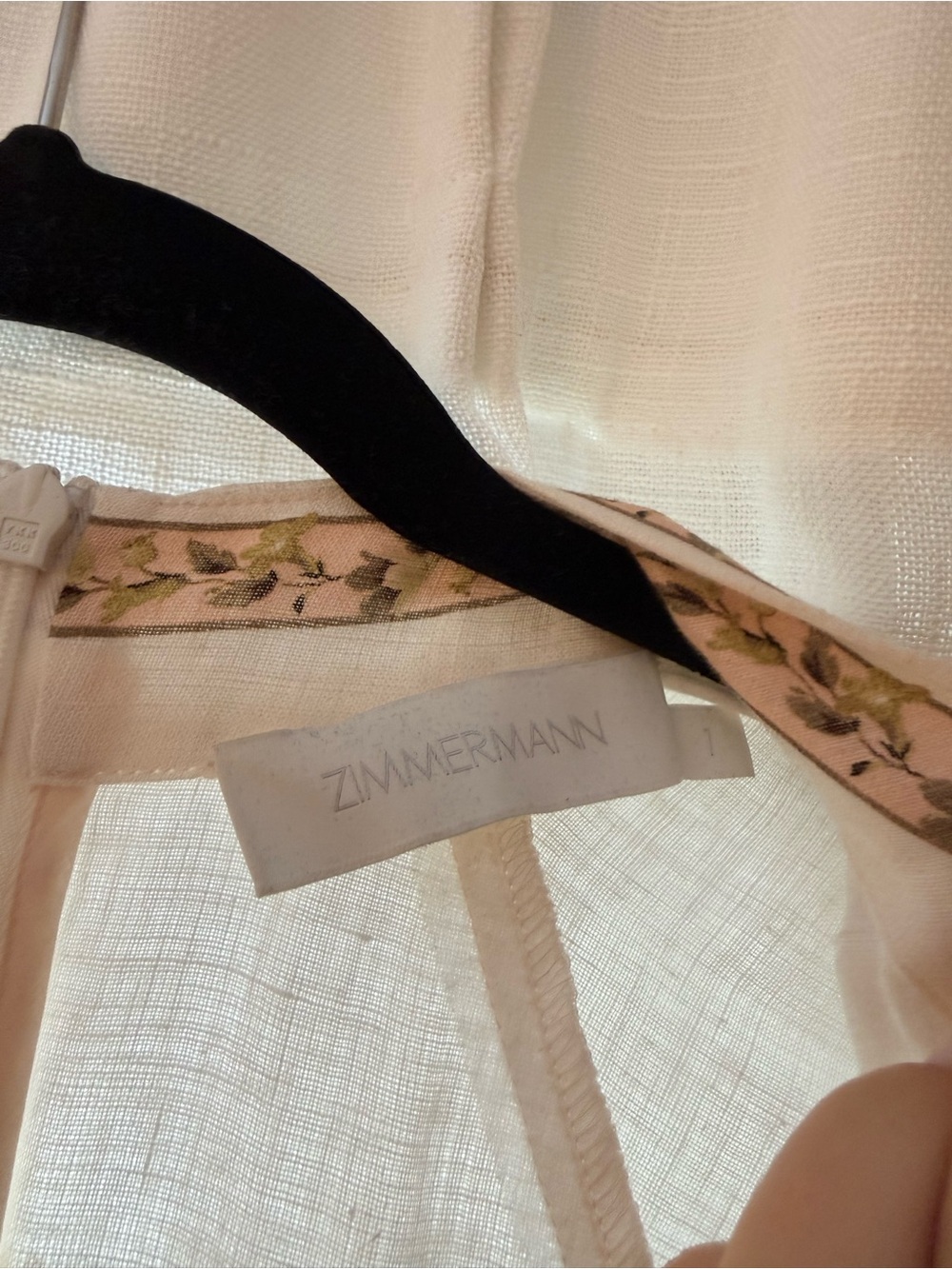 Zimmermann Cream Maxi Dress 1 with Olive and Pink Floral Trim (US 4-6 or Small) - Picture 5 of 5